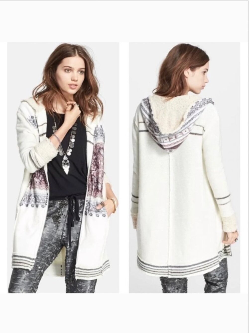 Free People Nordic Knit Alpine Escape Wool Blend Cardigan Small